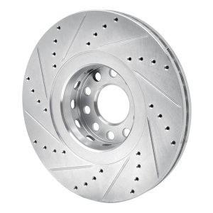 Audi A8 Brake Rotor (1) - Front Right - R1 Concepts - Drilled & Slotted - Silver - `00-`03